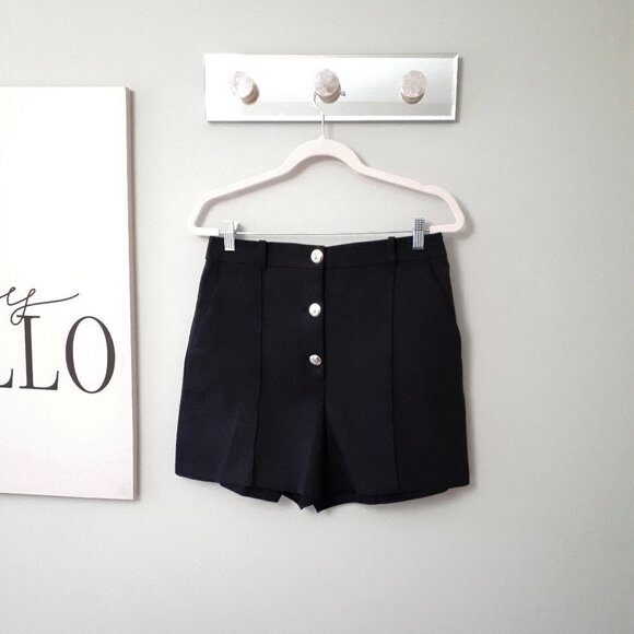 NWT Zara black high waisted buttoned front tailored Bermuda shorts, L - Picture 10 of 13